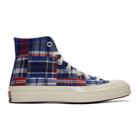 Converse Blue and Red Twisted Prep Chuck 70 High Sneakers