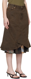 Andersson Bell Brown Custom Flare Layered Denim Midi Skirt