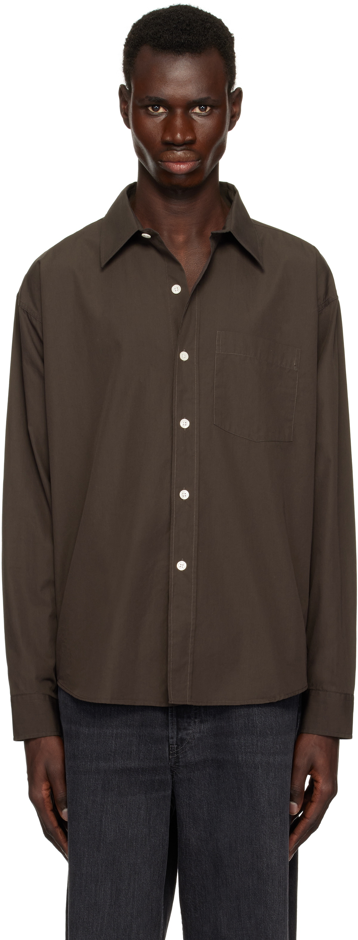 mfpen Brown Poplin Executive Shirt mfpen