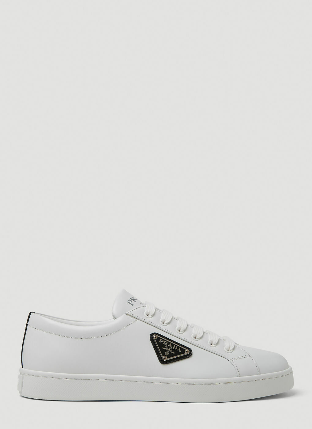 Logo Plaque Sneakers in White Prada