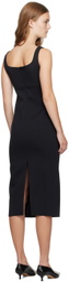 Recto Black Signature Curved Neck Midi Dress