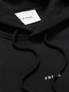 FRAME - Logo-Print Fleece-Back Cotton-Blend Jersey Hoodie - Black