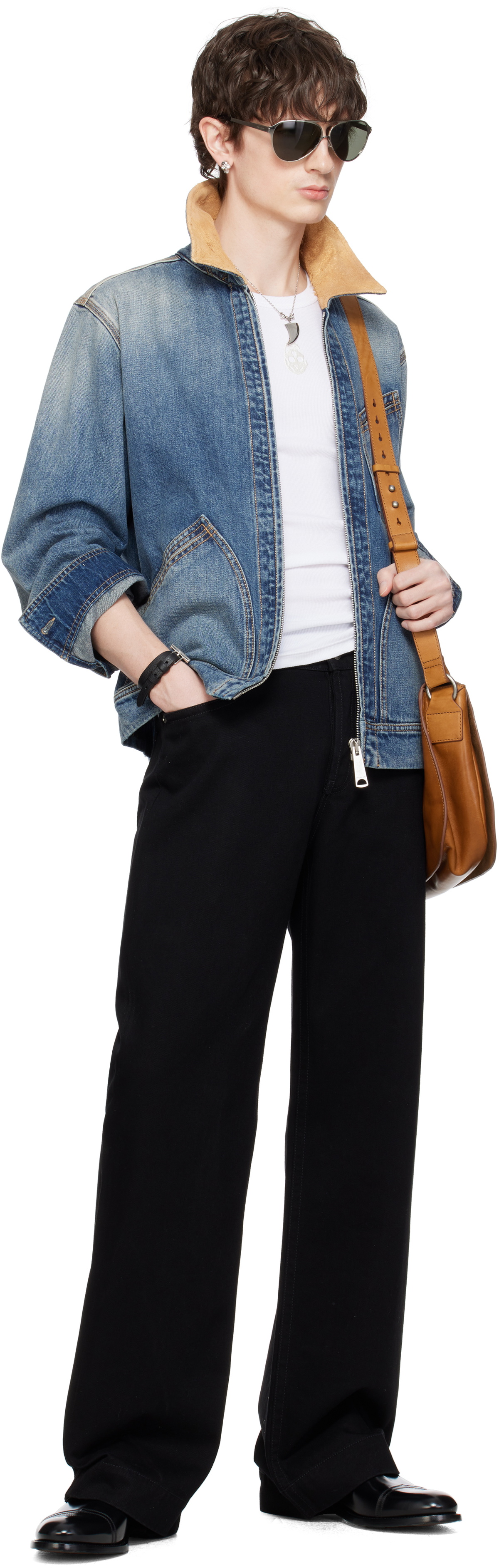 McQueen Black T-Bar Double Wrap Bracelet