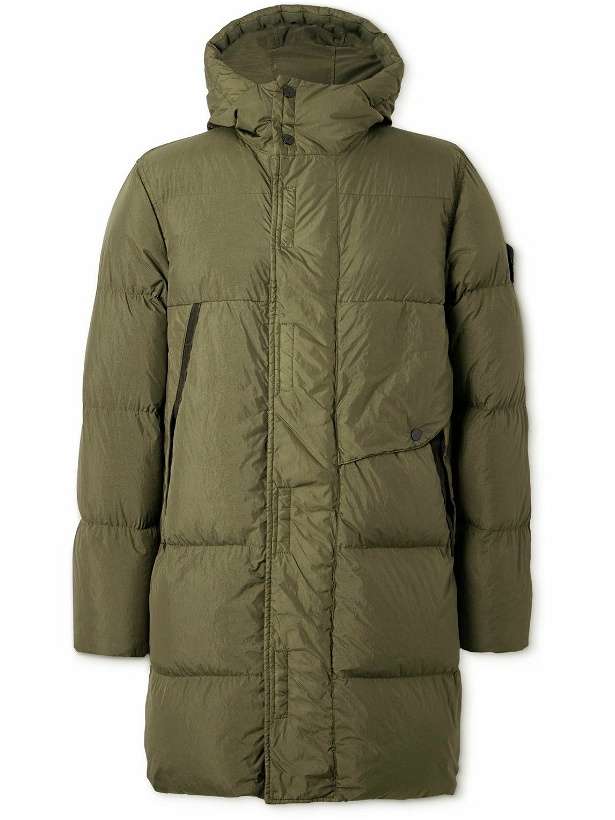 Photo: Stone Island - Logo-Appliquéd Quilted Shell Hooded Down Jacket - Green