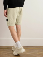 Stone Island - Straight-Leg Logo-Appliquéd Cotton-Jersey Drawstring Shorts - Neutrals
