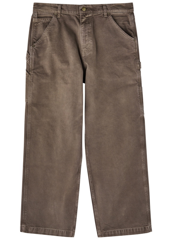 Photo: Cherry Los Angeles Distressed Straight-leg Canvas Jeans Brown