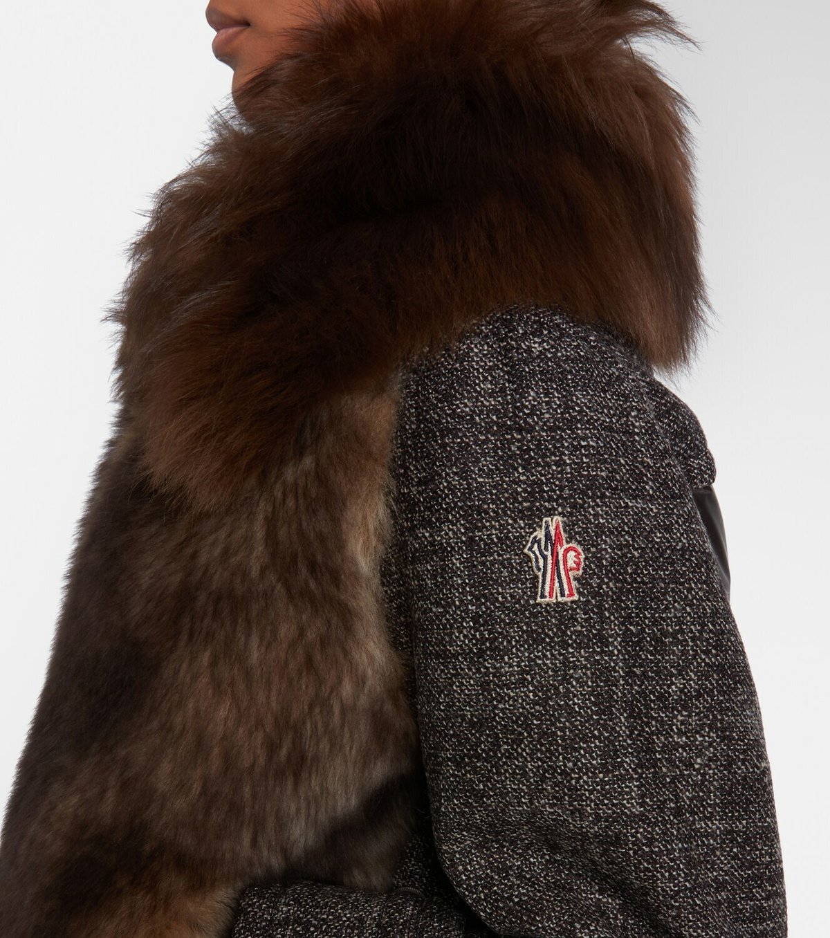 Moncler Grenoble Faite shearling-trimmed virgin wool down ski jacket