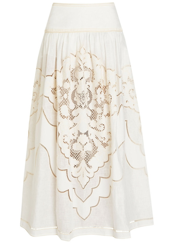 Photo: Zimmermann Daylight Embroidered Linen Maxi Skirt Cream