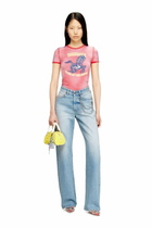 Diesel Cotton stretch T-shirt with horse graphic print - Tops Womens in Red