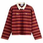 Adidas Women's Ls Gfx Polo in Maroon/Wild Sepia