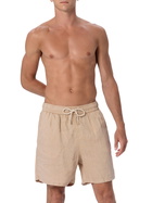MC2 Saint Barth Man Mid-length Beige Linen Swim-shorts Gustavia