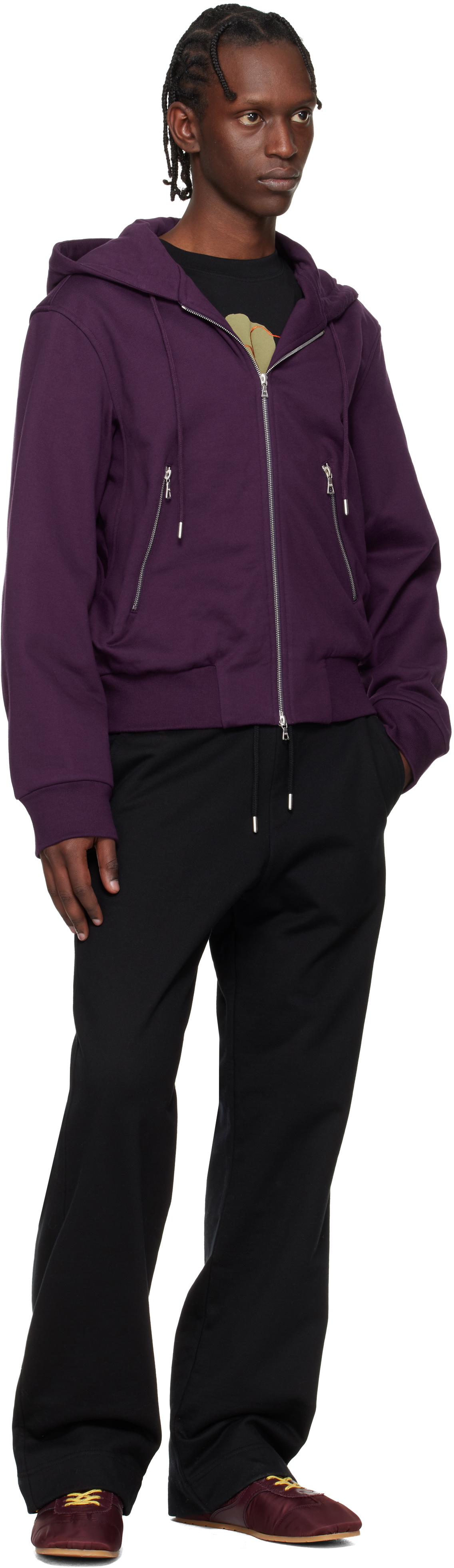 Dries Van Noten Purple Loose Zipped Hoodie