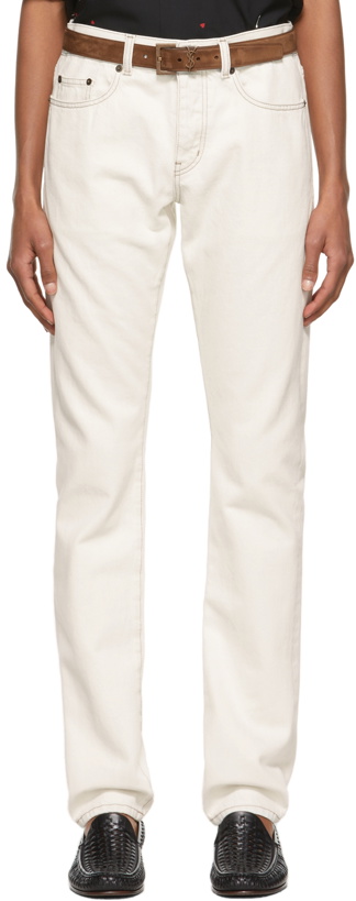 Photo: Saint Laurent Off-White Slim-Fit Jeans