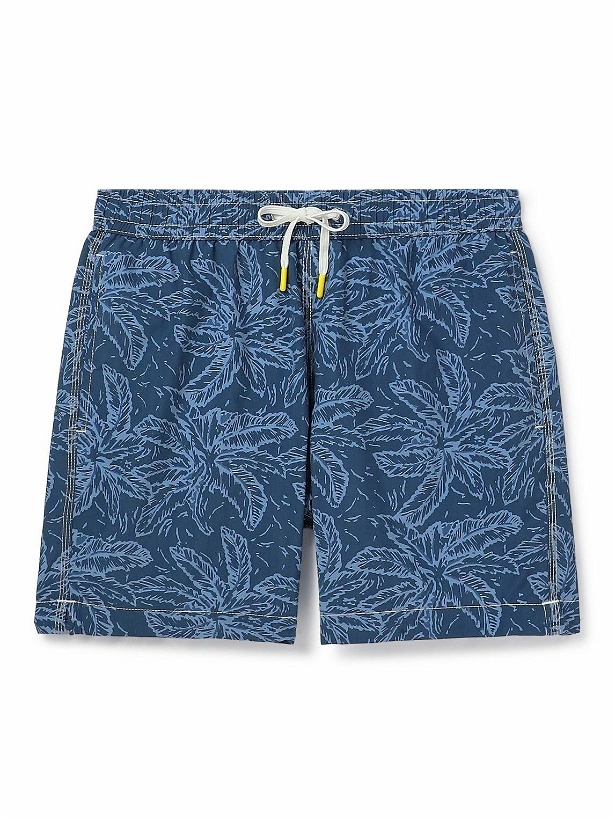 Photo: Hartford - Straight-Leg Mid-Length Printed Swim Shorts - Blue