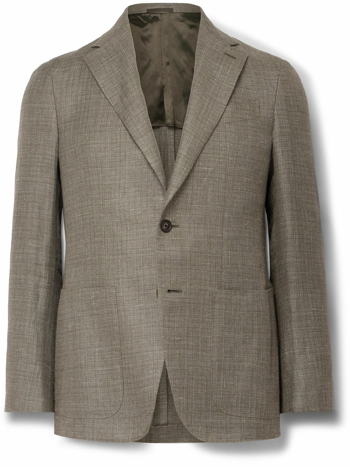 Photo: Caruso - Aida Slim-Fit Linen and Wool-Blend Hopsack Blazer - Green