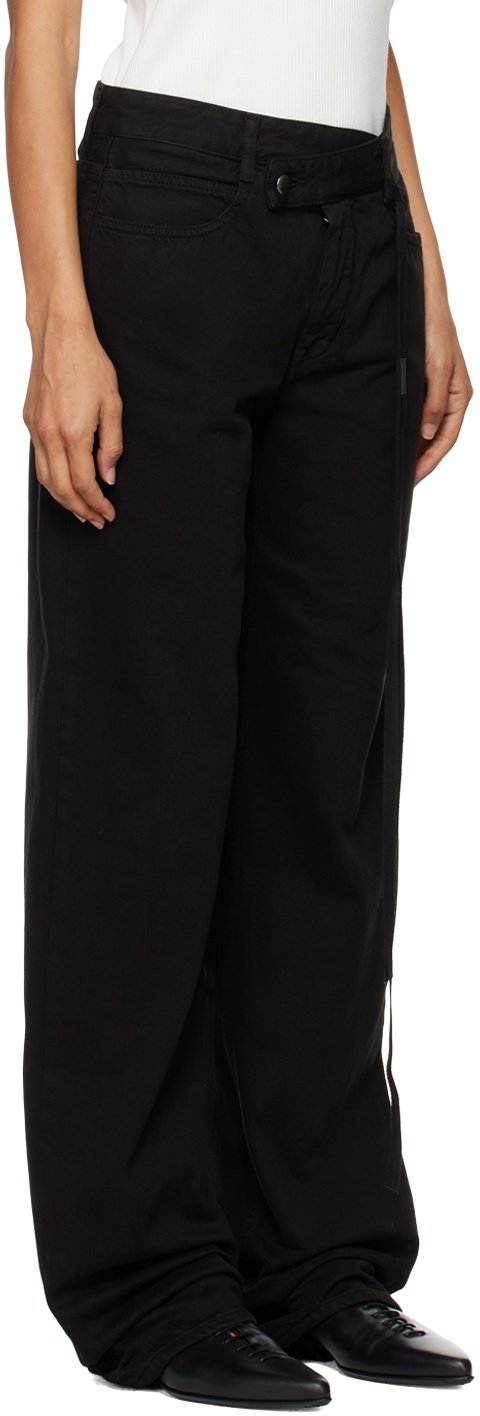 Ann Demeulemeester Black Meya 5-Pockets Asymmetric Waistband Jeans