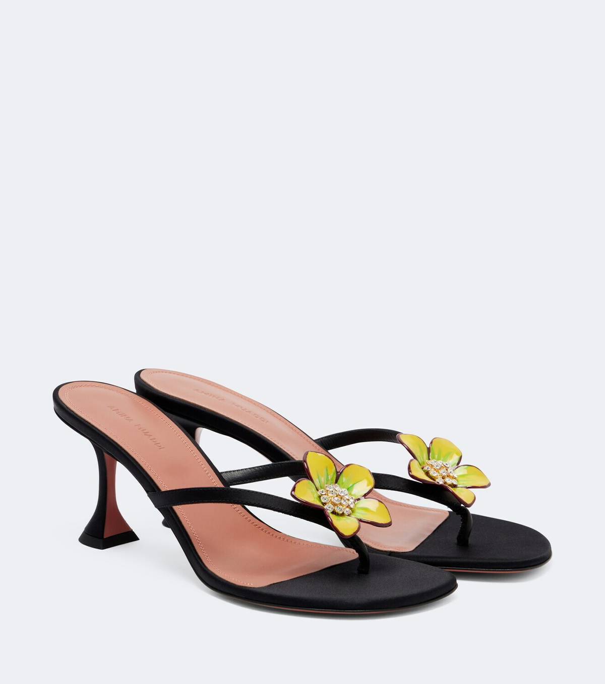 Amina Muaddi Vittoria embellished satin thong sandals