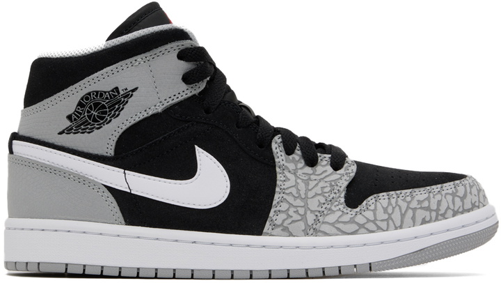 Photo: Nike Jordan Black & Gray Air Jordan 1 Mid Sneakers