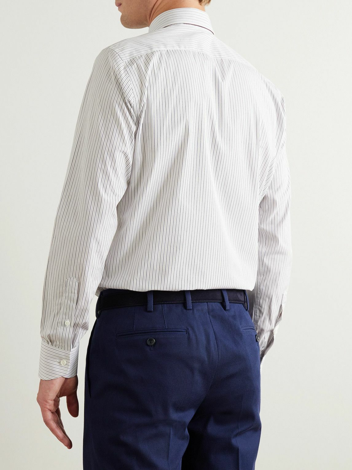 Canali - Striped Cotton-Poplin Shirt - White Canali