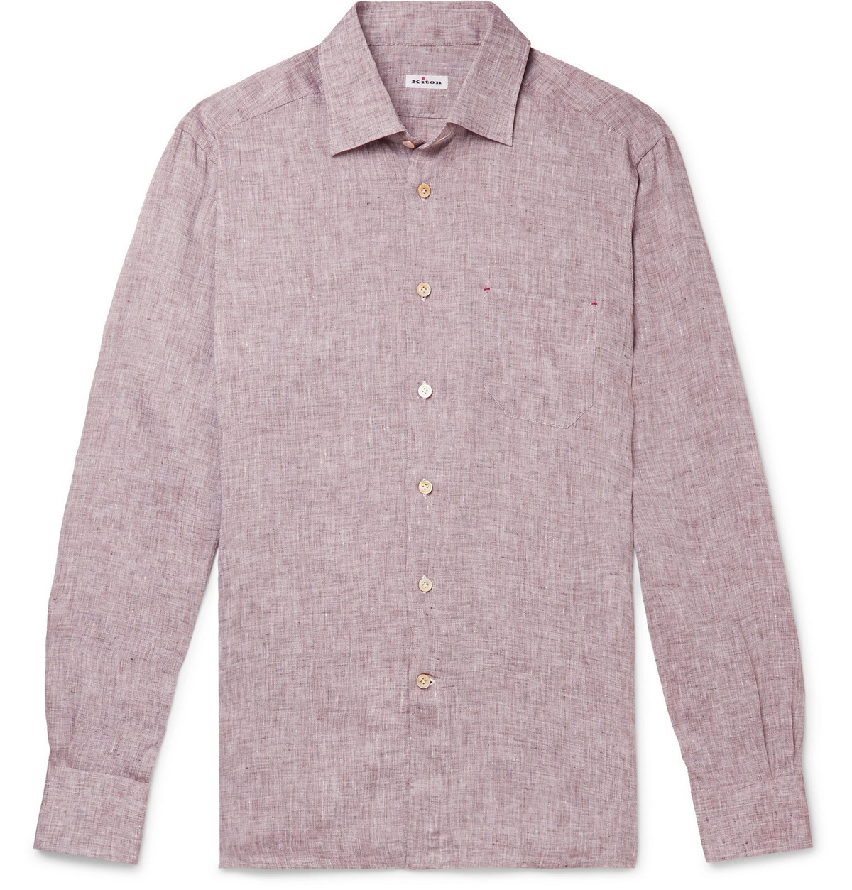 Kiton White Brown Linen Shirt