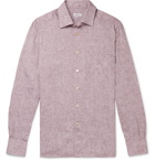 Kiton - Slim-Fit Mélange Linen Shirt - Brown