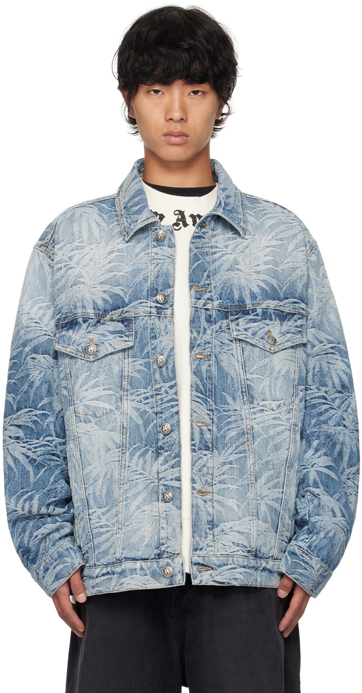 アウターその他 PALM ANGELS 'Washed Logo' jacket Light Blue Palm Angels - Curved Logo Denim Jacket | HBX - Globally