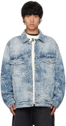Palm Angels Blue Palms Wash Denim Jacket