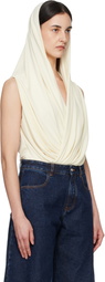 ALAÏA Off-White Hooded Viscose Bodysuit