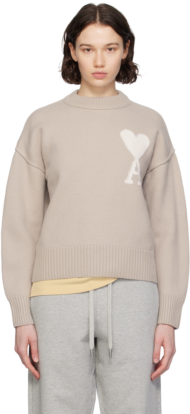AMI Paris Taupe Ami de Cœur Sweater AMI