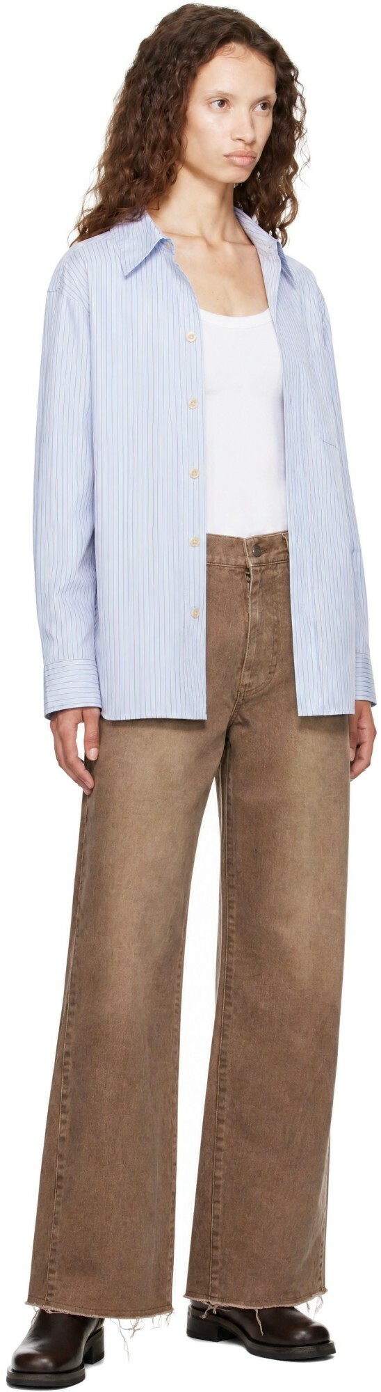 TONYWACK Beige Re-Cut Brushed Cotton Flared Jeans