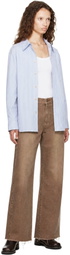 TONYWACK Beige Re-Cut Brushed Cotton Flared Jeans