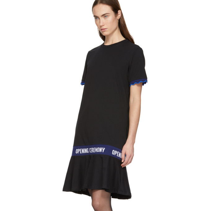 Opening Ceremony Black Scallop Elastic Logo T-Shirt Dress Opening