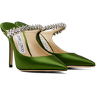Jimmy Choo Green Bing 100 Satin Heels