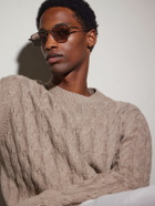 Zegna - Geometric Round-Frame Titanium Sunglasses