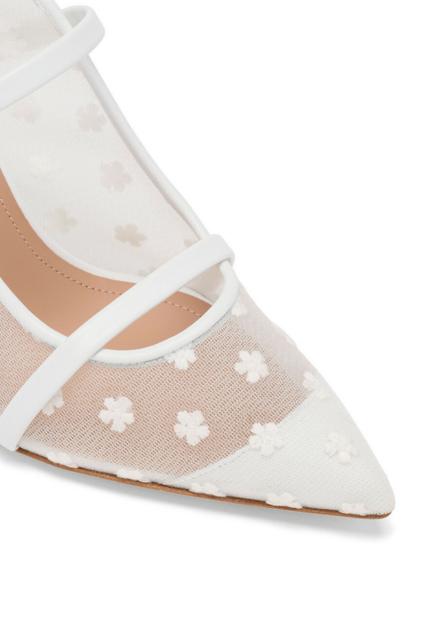 Malone Souliers Maureen 70 Floral-mesh Heeled Mules White