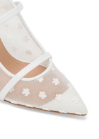 Malone Souliers Maureen 70 Floral-mesh Heeled Mules White