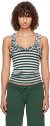 LAURA ANDRASCHKO Green & Grey Frilly Tank Top