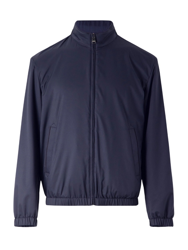 Photo: Canali - Reversible Shell Bomber Jacket - Blue