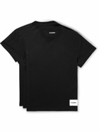 Jil Sander - Three-Pack Logo-Appliquéd Cotton-Jersey T-Shirts - Black