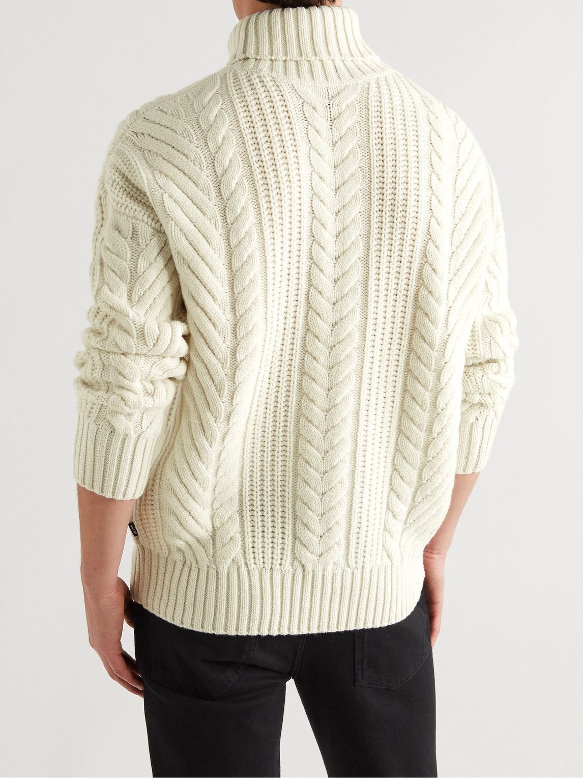 Hugo Boss - Cable-Knit Virgin Wool Rollneck Sweater - White Hugo Boss