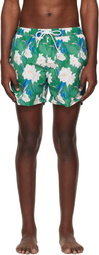 BOSS Green Logo-Detail Floral Print Swim Shorts