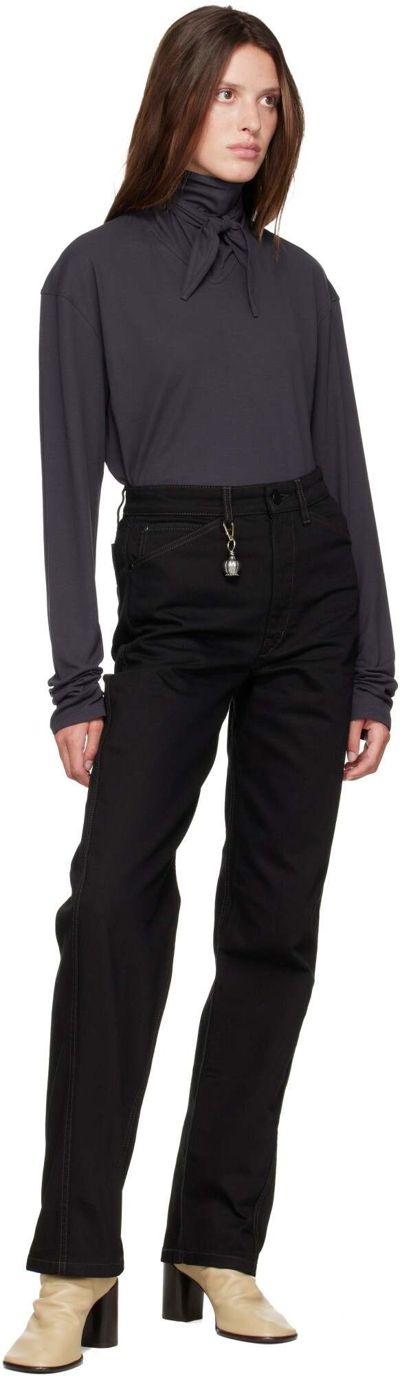 LEMAIRE Black Five Pockets Twisted Jeans