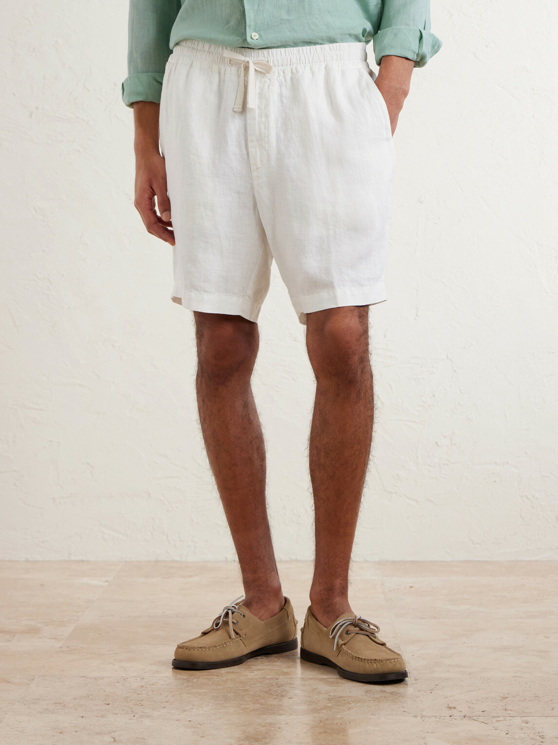 Altea - Samuel Straight-Leg Linen Drawstring Shorts - White