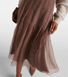 Brunello Cucinelli Pleated silk organza midi skirt