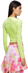 Versace Green Allover Long Sleeve T-Shirt