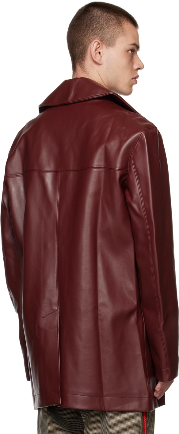 Bethany Williams Burgundy Paneled Faux-Leather Jacket