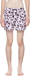 Dries Van Noten White Leopard Print Swim Shorts