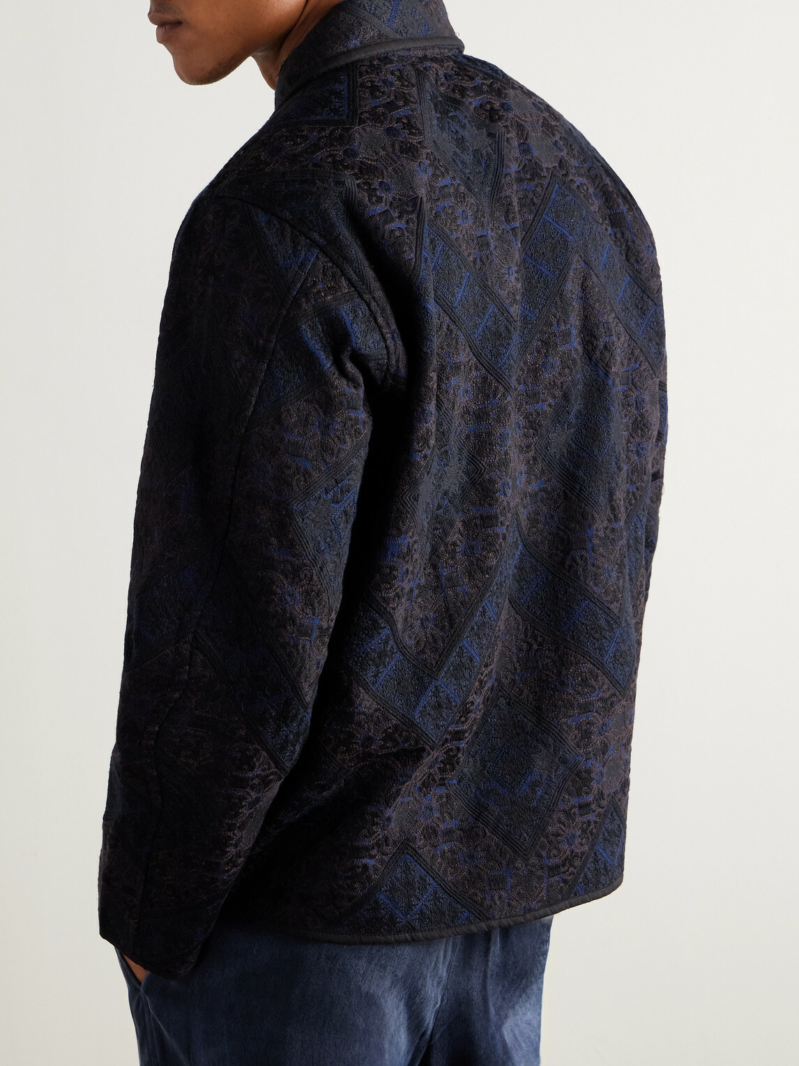 Kardo - Paiwand Studio Amardeep Embroidered Cotton-Herringbone Jacket - Blue