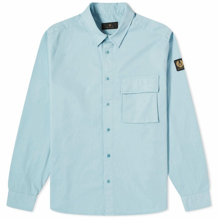 Photo: Belstaff Men's Scale Garment Dyed Shirt in Skyline Blue