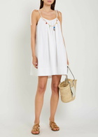 Stella Mccartney Bead-embellished Cotton Mini Dress White